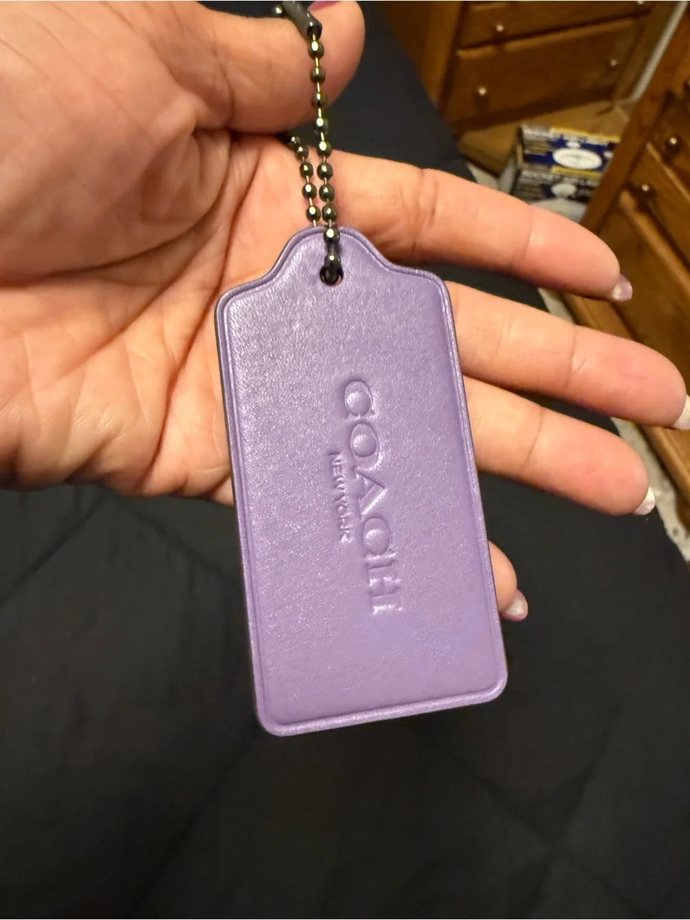 Coach  Authentic Purple Leather Hangtag – Customized/Embellished